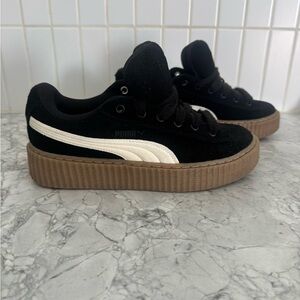 Puma Fenty Black Suede Sneakers with White Stripe